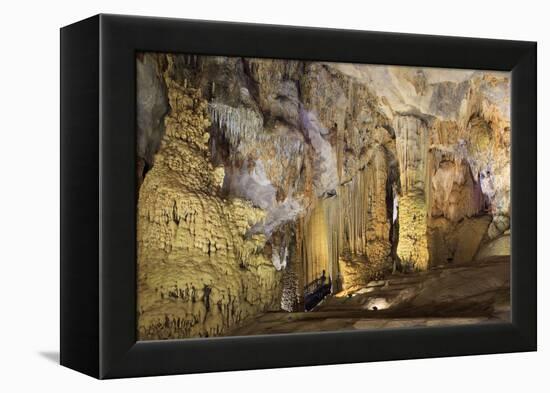 The illuminated interior of Paradise Cave in Phong Nha Ke Bang National Park, Quang Binh, Vietnam,-Alex Robinson-Framed Premier Image Canvas