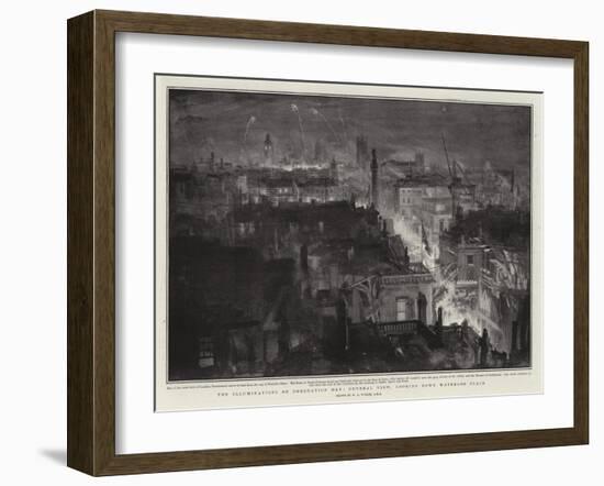 The Illuminations on Coronation Day, General View, Looking Down Waterloo Place-William Lionel Wyllie-Framed Giclee Print