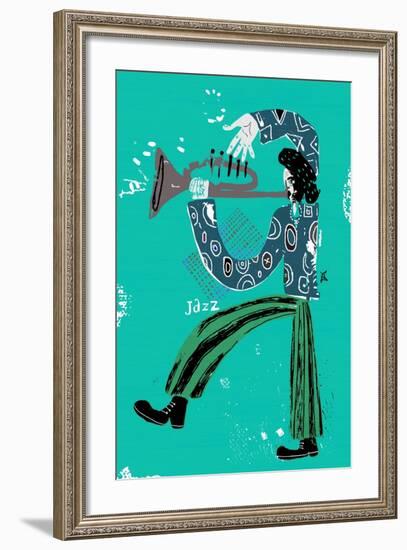 The Image of a Jazz Musician Who Plays the Trumpet-Dmitriip-Framed Art Print