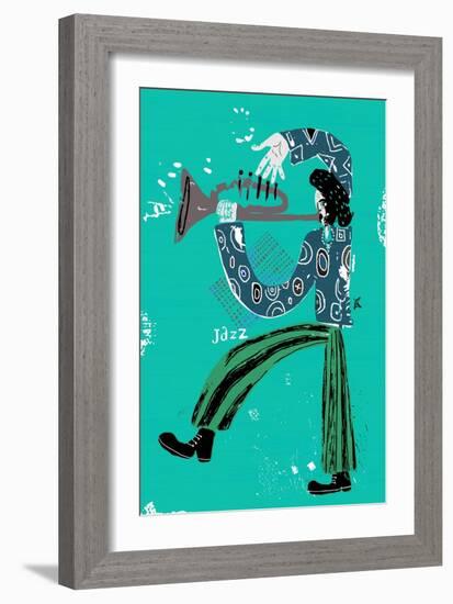 The Image of a Jazz Musician Who Plays the Trumpet-Dmitriip-Framed Art Print