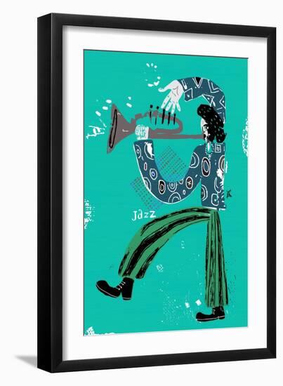 The Image of a Jazz Musician Who Plays the Trumpet-Dmitriip-Framed Art Print