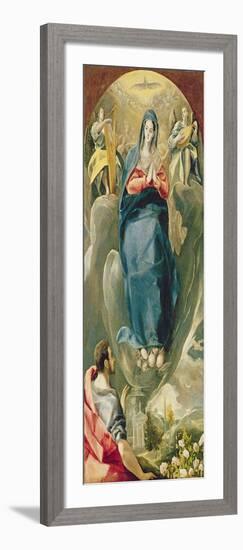 The Immaculate Conception Contemplated by St. John the Evangelist (Oil on Panel)-El Greco-Framed Giclee Print