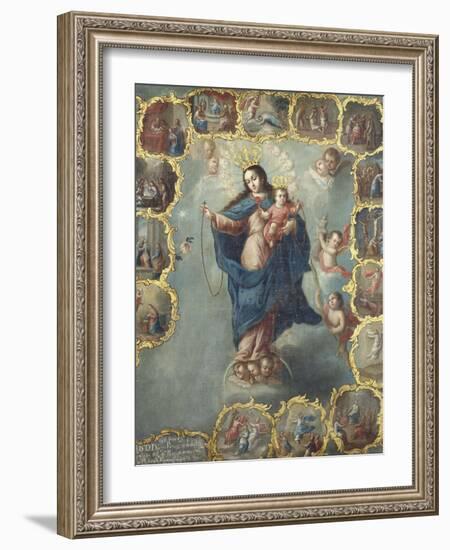 The Immaculate Conception with the Fifteen Mysteries of the Rosary-Miguel Cabrera-Framed Giclee Print