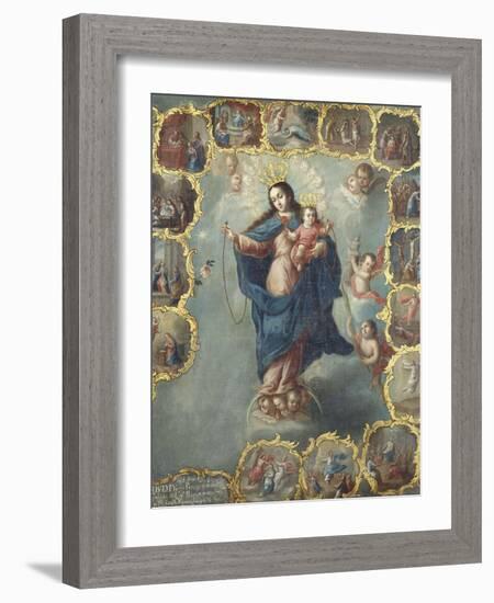 The Immaculate Conception with the Fifteen Mysteries of the Rosary-Miguel Cabrera-Framed Giclee Print