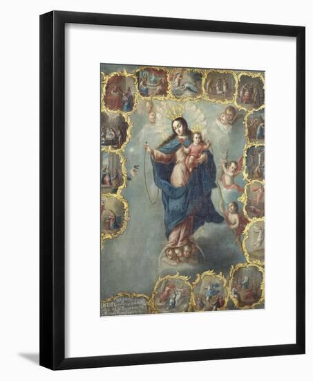 The Immaculate Conception with the Fifteen Mysteries of the Rosary-Miguel Cabrera-Framed Giclee Print