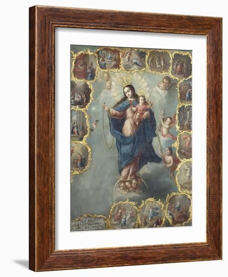 The Immaculate Conception with the Fifteen Mysteries of the Rosary-Miguel Cabrera-Framed Giclee Print