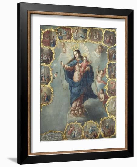 The Immaculate Conception with the Fifteen Mysteries of the Rosary-Miguel Cabrera-Framed Giclee Print