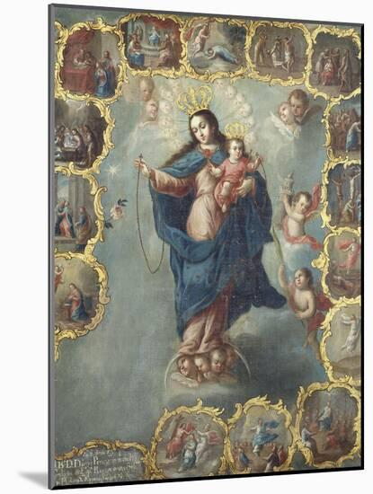 The Immaculate Conception with the Fifteen Mysteries of the Rosary-Miguel Cabrera-Mounted Giclee Print