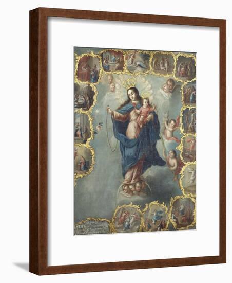 The Immaculate Conception with the Fifteen Mysteries of the Rosary-Miguel Cabrera-Framed Giclee Print