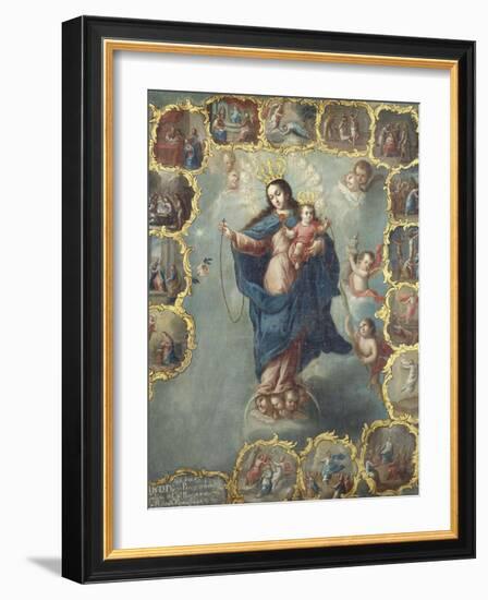 The Immaculate Conception with the Fifteen Mysteries of the Rosary-Miguel Cabrera-Framed Giclee Print