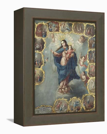 The Immaculate Conception with the Fifteen Mysteries of the Rosary-Miguel Cabrera-Framed Premier Image Canvas