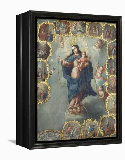 The Immaculate Conception with the Fifteen Mysteries of the Rosary-Miguel Cabrera-Framed Premier Image Canvas