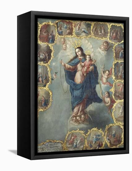 The Immaculate Conception with the Fifteen Mysteries of the Rosary-Miguel Cabrera-Framed Premier Image Canvas