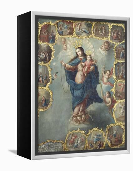 The Immaculate Conception with the Fifteen Mysteries of the Rosary-Miguel Cabrera-Framed Premier Image Canvas