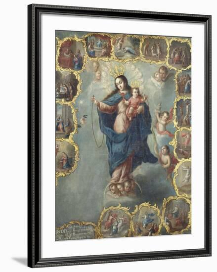 The Immaculate Conception with the Fifteen Mysteries of the Rosary-Miguel Cabrera-Framed Giclee Print