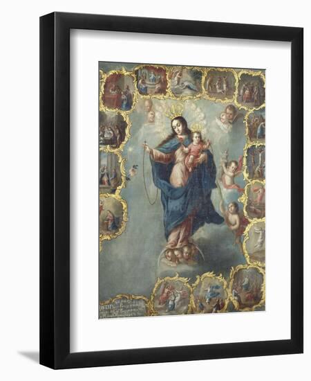 The Immaculate Conception with the Fifteen Mysteries of the Rosary-Miguel Cabrera-Framed Giclee Print