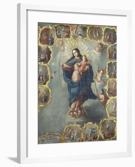 The Immaculate Conception with the Fifteen Mysteries of the Rosary-Miguel Cabrera-Framed Giclee Print