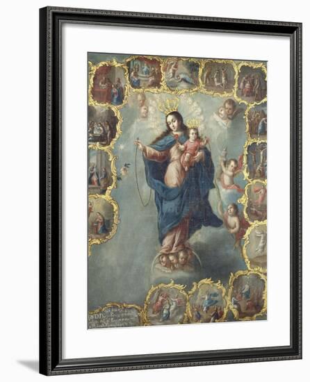 The Immaculate Conception with the Fifteen Mysteries of the Rosary-Miguel Cabrera-Framed Giclee Print