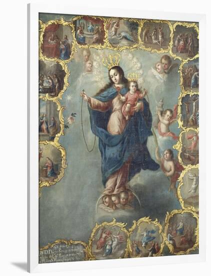 The Immaculate Conception with the Fifteen Mysteries of the Rosary-Miguel Cabrera-Framed Giclee Print