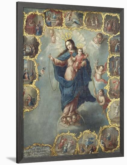 The Immaculate Conception with the Fifteen Mysteries of the Rosary-Miguel Cabrera-Framed Giclee Print