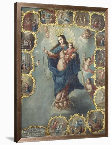 The Immaculate Conception with the Fifteen Mysteries of the Rosary-Miguel Cabrera-Framed Giclee Print