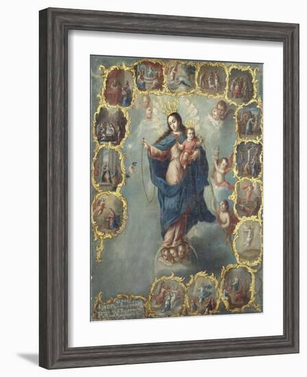 The Immaculate Conception with the Fifteen Mysteries of the Rosary-Miguel Cabrera-Framed Giclee Print