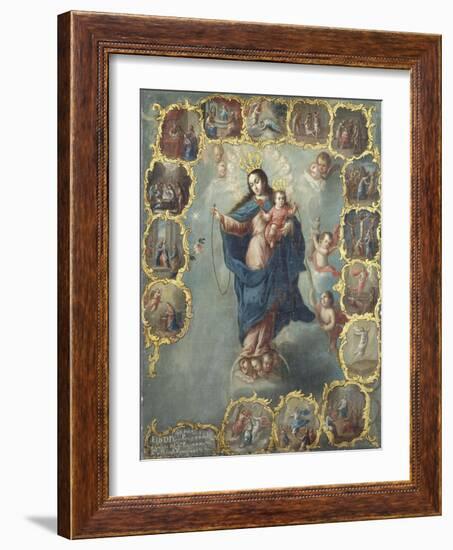 The Immaculate Conception with the Fifteen Mysteries of the Rosary-Miguel Cabrera-Framed Giclee Print