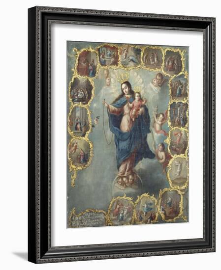 The Immaculate Conception with the Fifteen Mysteries of the Rosary-Miguel Cabrera-Framed Giclee Print