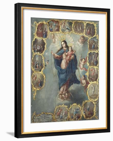 The Immaculate Conception with the Fifteen Mysteries of the Rosary-Miguel Cabrera-Framed Giclee Print