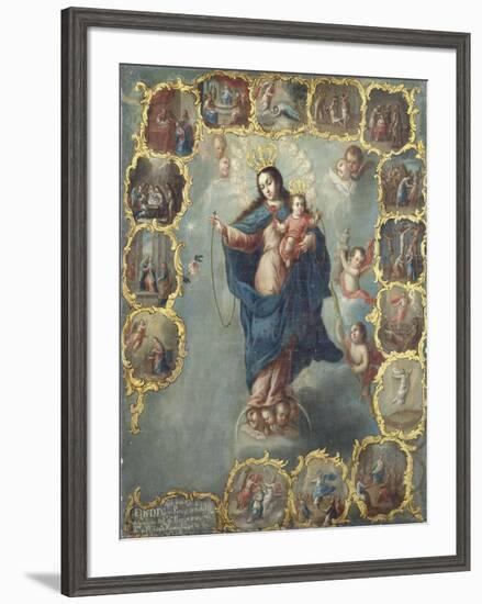 The Immaculate Conception with the Fifteen Mysteries of the Rosary-Miguel Cabrera-Framed Giclee Print