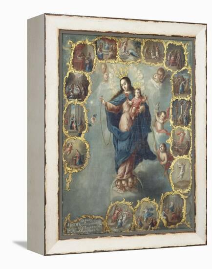 The Immaculate Conception with the Fifteen Mysteries of the Rosary-Miguel Cabrera-Framed Premier Image Canvas