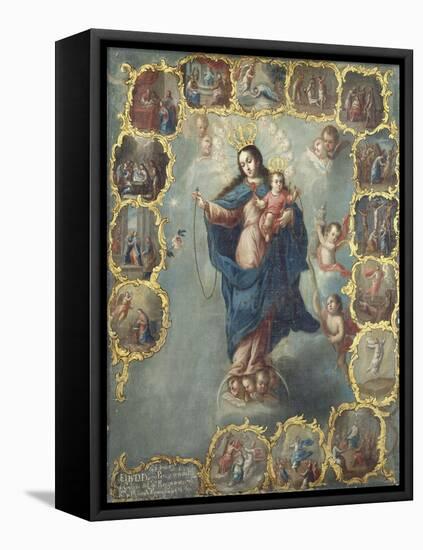 The Immaculate Conception with the Fifteen Mysteries of the Rosary-Miguel Cabrera-Framed Premier Image Canvas