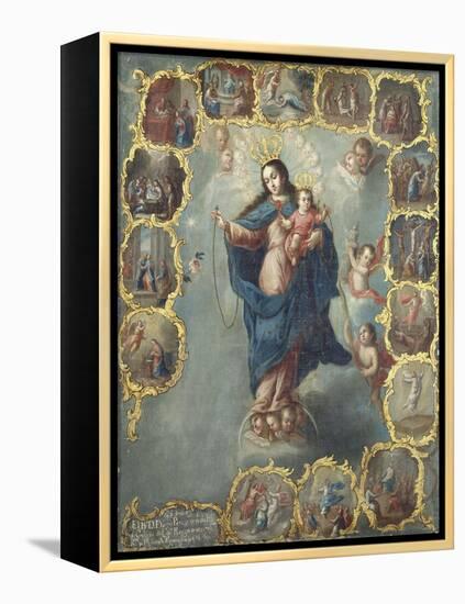 The Immaculate Conception with the Fifteen Mysteries of the Rosary-Miguel Cabrera-Framed Premier Image Canvas