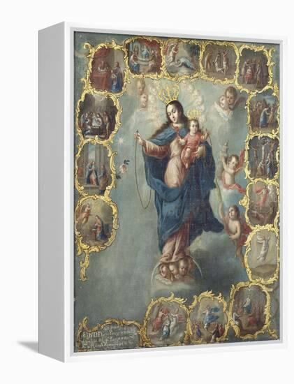 The Immaculate Conception with the Fifteen Mysteries of the Rosary-Miguel Cabrera-Framed Premier Image Canvas