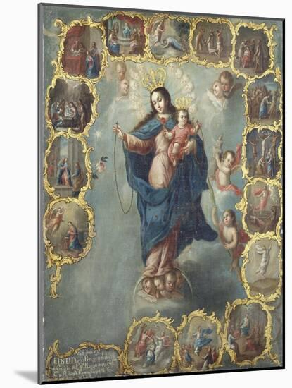 The Immaculate Conception with the Fifteen Mysteries of the Rosary-Miguel Cabrera-Mounted Premium Giclee Print