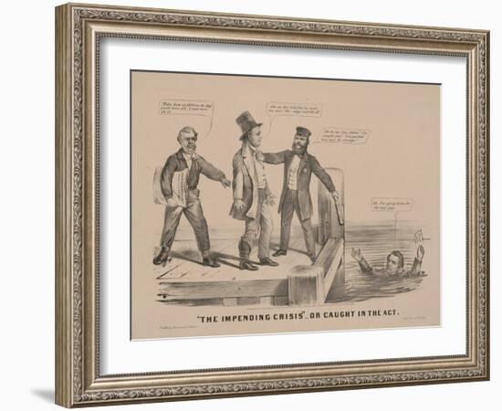 "The impending crisis" Or caught in the act, 1860-N. and Ives, J.M. Currier-Framed Giclee Print