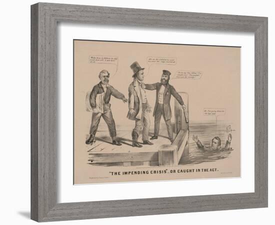 "The impending crisis" Or caught in the act, 1860-N. and Ives, J.M. Currier-Framed Giclee Print