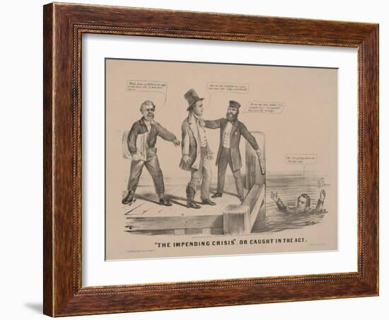 "The impending crisis" Or caught in the act, 1860-N. and Ives, J.M. Currier-Framed Giclee Print