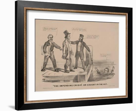 "The impending crisis" Or caught in the act, 1860-N. and Ives, J.M. Currier-Framed Giclee Print