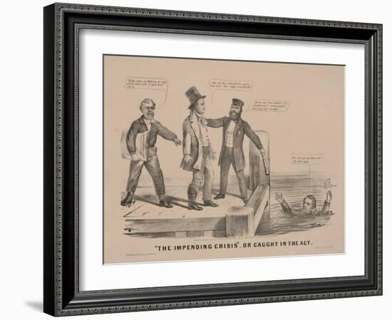 "The impending crisis" Or caught in the act, 1860-N. and Ives, J.M. Currier-Framed Giclee Print