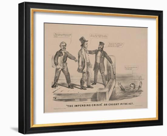 "The impending crisis" Or caught in the act, 1860-N. and Ives, J.M. Currier-Framed Giclee Print