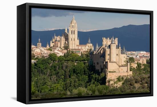 The Imposing Gothic Cathedral and the Alcazar of Segovia, Castilla Y Leon, Spain, Europe-Martin Child-Framed Premier Image Canvas