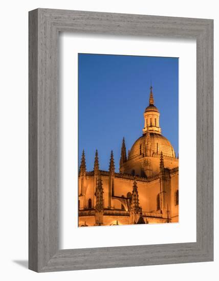 The Imposing Gothic Cathedral of Segovia at Night, Segovia, Castilla Y Leon, Spain, Europe-Martin Child-Framed Photographic Print