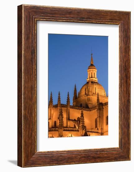 The Imposing Gothic Cathedral of Segovia at Night, Segovia, Castilla Y Leon, Spain, Europe-Martin Child-Framed Photographic Print