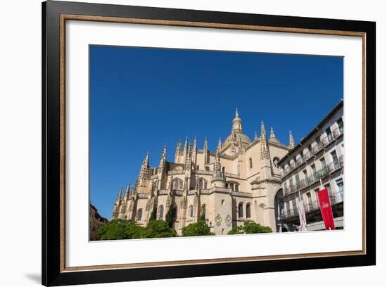 The Imposing Gothic Cathedral of Segovia from Plaza Mayor, Segovia, Castilla Y Leon, Spain, Europe-Martin Child-Framed Photographic Print