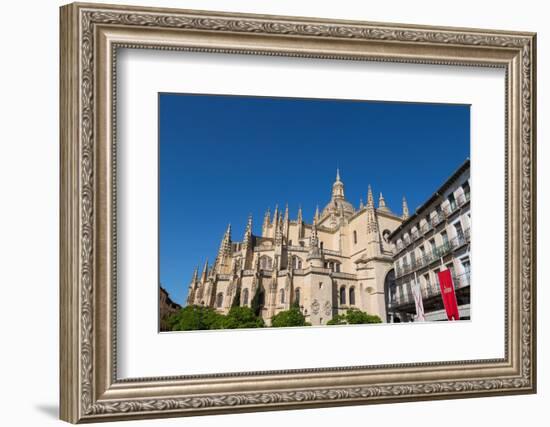 The Imposing Gothic Cathedral of Segovia from Plaza Mayor, Segovia, Castilla Y Leon, Spain, Europe-Martin Child-Framed Photographic Print