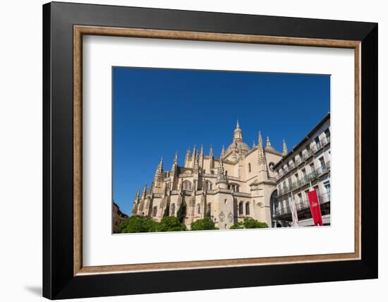 The Imposing Gothic Cathedral of Segovia from Plaza Mayor, Segovia, Castilla Y Leon, Spain, Europe-Martin Child-Framed Photographic Print