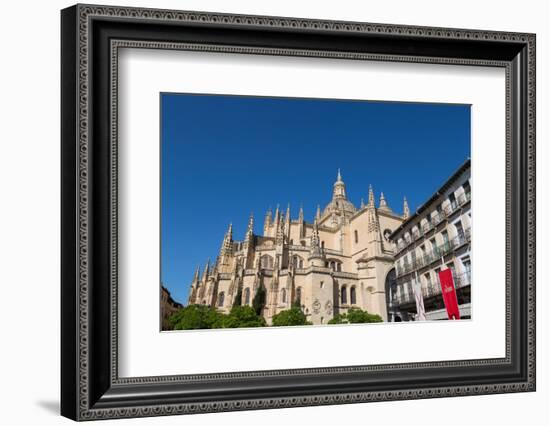 The Imposing Gothic Cathedral of Segovia from Plaza Mayor, Segovia, Castilla Y Leon, Spain, Europe-Martin Child-Framed Photographic Print