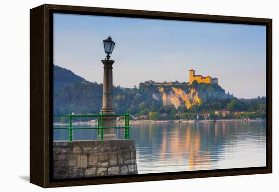 The Imposing La Rocca Fortress Viewd from Arona at Sunset, Lake Maggiore, Piedmont, Italy-Doug Pearson-Framed Premier Image Canvas