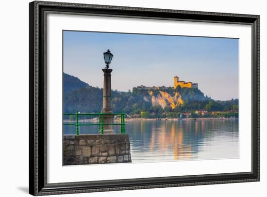 The Imposing La Rocca Fortress Viewd from Arona at Sunset, Lake Maggiore, Piedmont, Italy-Doug Pearson-Framed Photographic Print